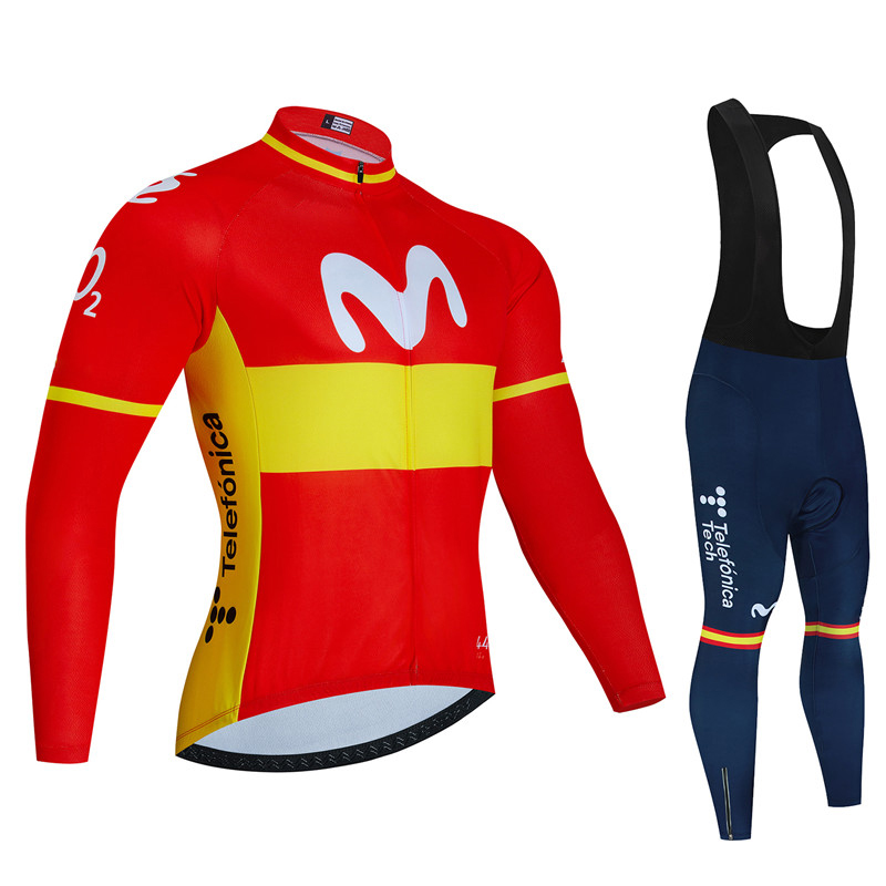 Cycling Gear Logo - メンズMovistar長袖サイクリングジャージ,サイクリングユニフォーム,サイクリングウェア,よだれかけパンツ,秋