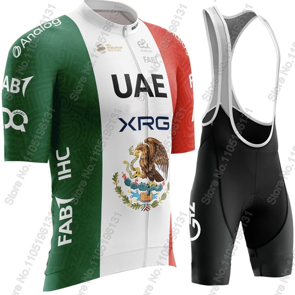 Cycling Bib Shorts - UAE メキシコ 2026 チーム サイクリングジャージセット 半袖