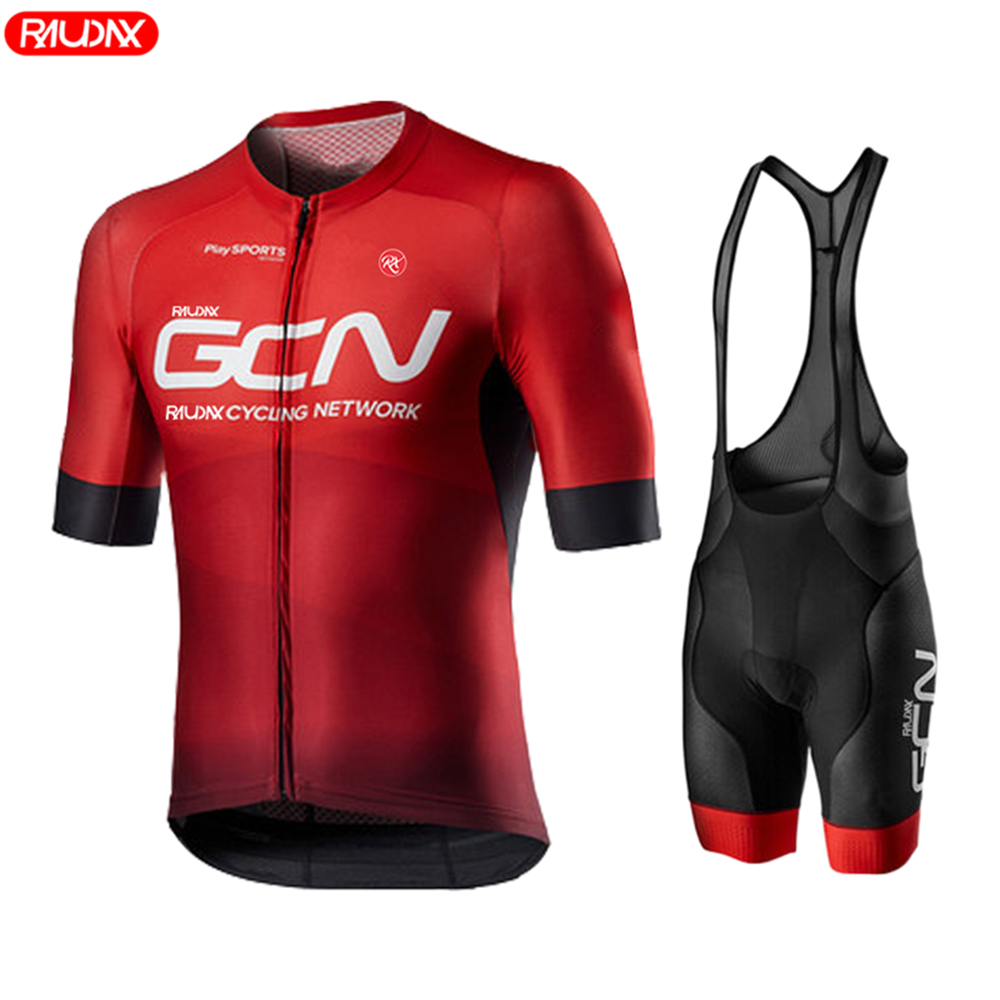 Cycling Gear Logo - 2026 Raudax Gcn 夏半袖ジャージ通気性ロードバイクユニフォーム MTB シャツ自転車男性サイクリング服セット