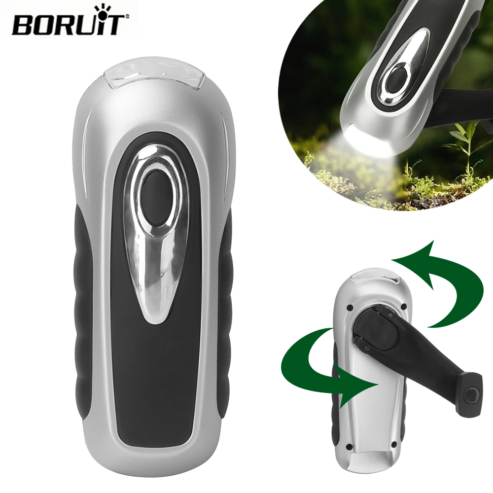Cycling Low Gear - BORUIT LED 懐中電灯ハンドクランクダイナモ太陽光発電トーチ屋外キャンプハイキング長距離緊急ランターサバイバルギア自己