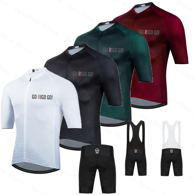 Cycling Bib Shorts - ゴーリゴーゴーサイクリングセット半袖ジャージとビブショーツプロレースメンズサマー通気性自転車ウェアスーツMTBロパマイヨ