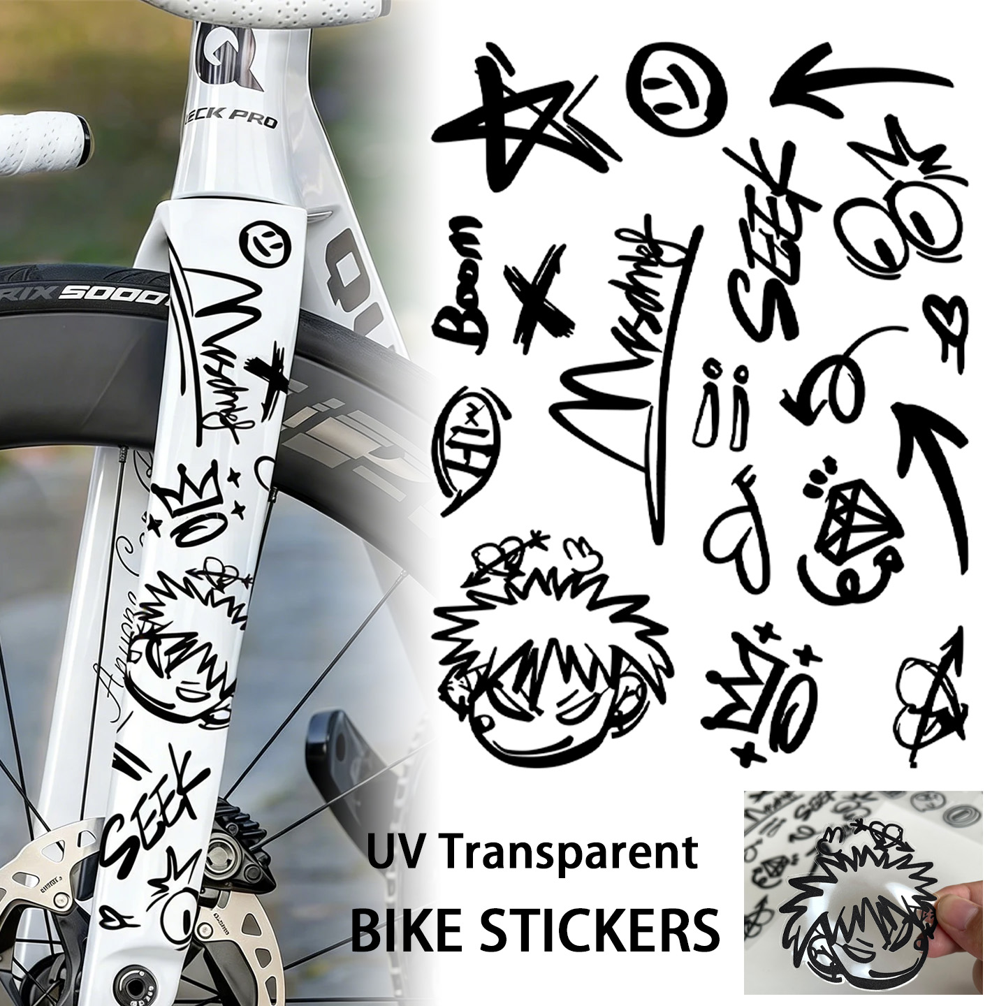Cycling Gear Sale - UV透明グラフィティDIYバイクステッカー自転車フレームトップチューブサイクリングロードMTBバイクボディヘルメットフロントフォークデカールアクセサリー