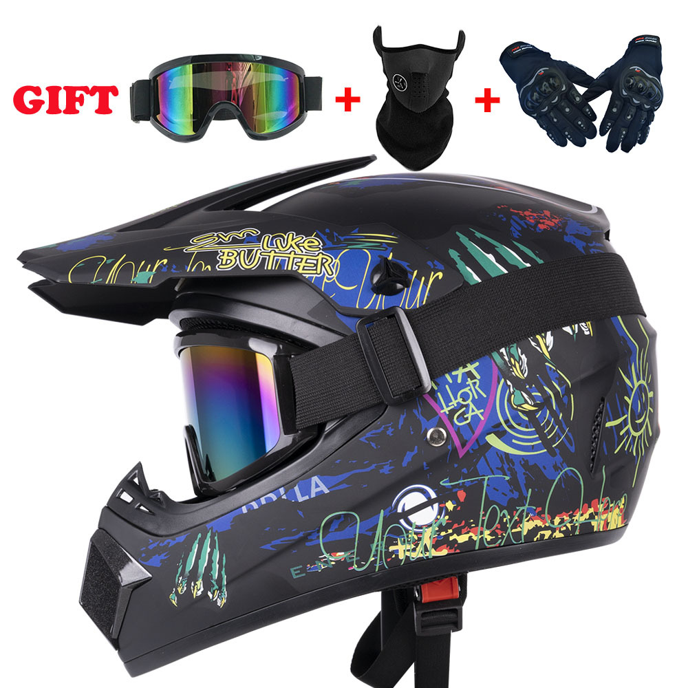 Cycling Gear Needed - 子供用フルフェイスオートバイヘルメット、ダートバイク用ギア、オフロードゴーグル、サイクリング用保護グローブが必要です。