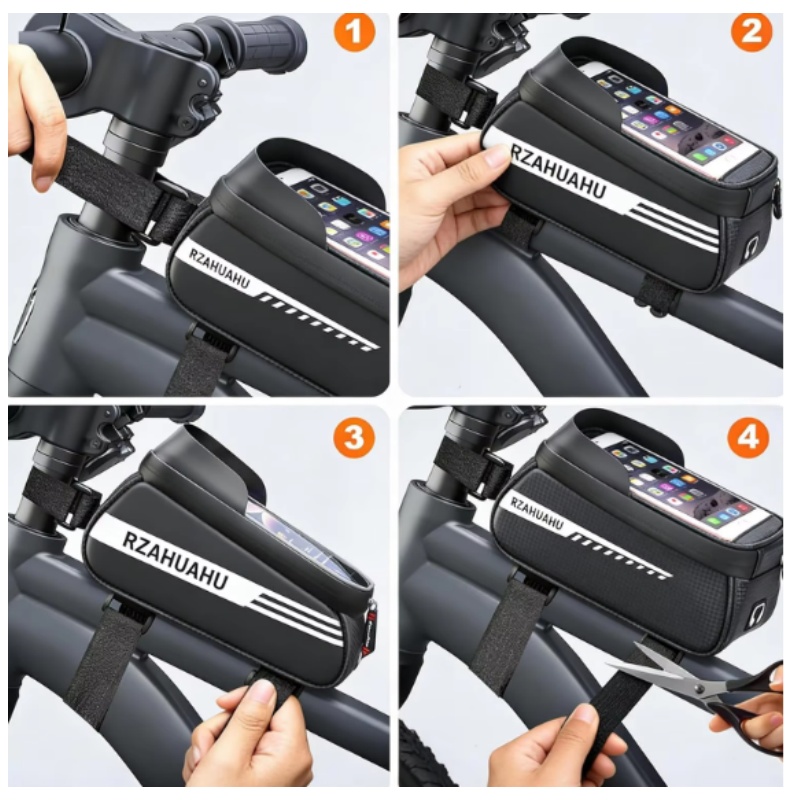 防水サンバイザー付きタッチスクリーンバイクフレームフロントチ - Cycling Gear Bag のレビューと価格