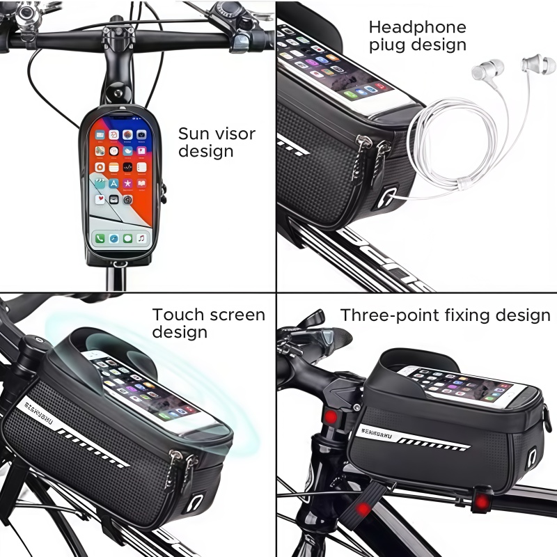 防水サンバイザー付きタッチスクリーンバイクフレームフロントチ - Cycling Gear Bag のレビューと価格