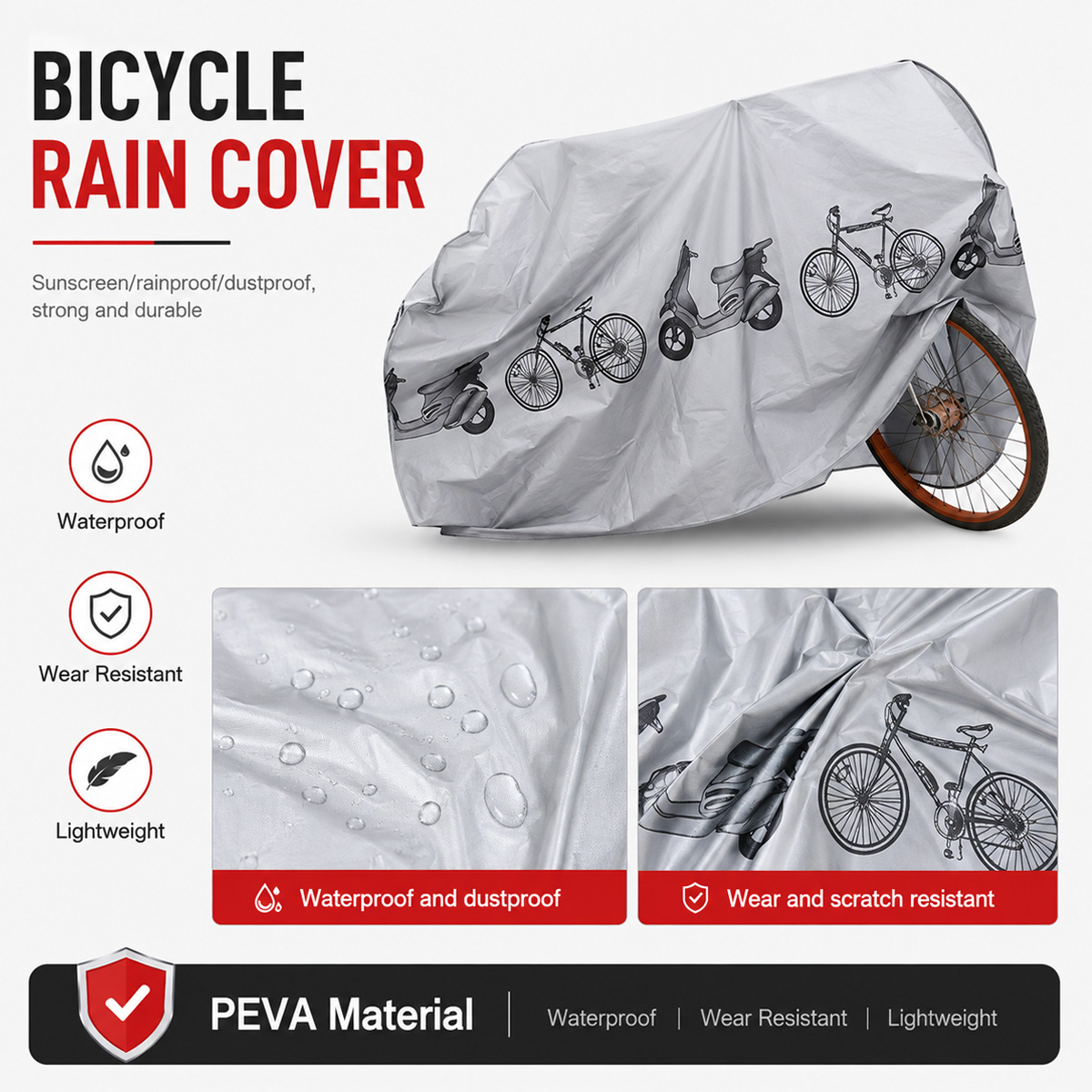 PINMOAP ユニバーサル自転車レインカバー防水屋外バイク - Cycling Gear Bag のレビューと価格